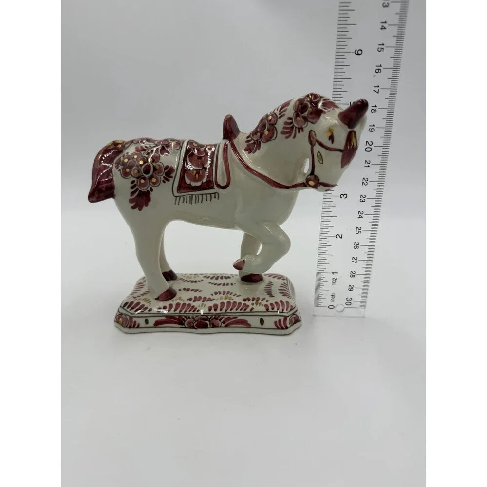 Rare Delft Holland ROOD RED VELSEN Pottery unicorn horse Figurine 809